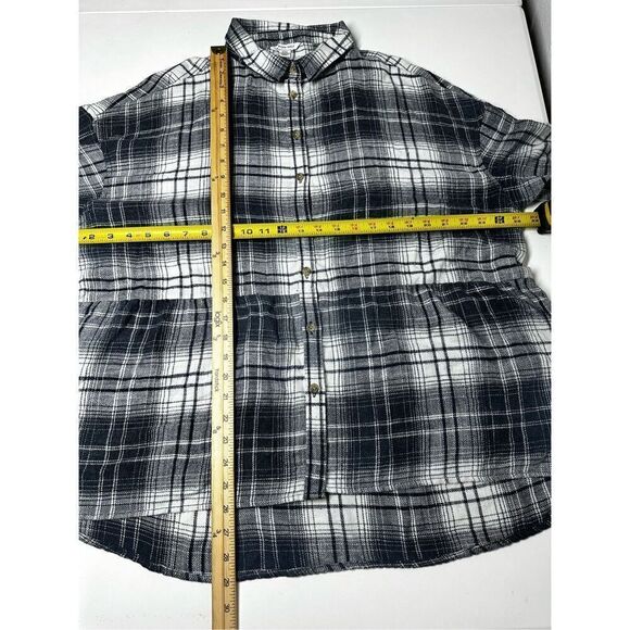 American Eagle Women’s Plaid Flannel Button Down Shirt Navy Blue Size M *Notes - Picture 10 of 14